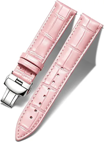Vista 26 de BINLUN Leather Watch Strap, Quick Release Genuine Leather Replacement Watch Band with Butterfly Deployment Buckle for Men and Women, 12mm-24mm Blanco