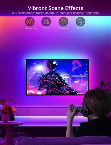 Vista 8 de MINGER RGBIC - Tira de luces LED de 16.4 pies, luces LED que cambian de color Bluetooth, control de aplicación segmentada, sincronización de música