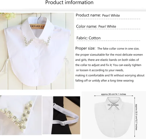 Vista 3 de WENLOOY Fake Collar Detachable Blouse Dickey Collar Half Shirts Faux False Collar for Women & Girls Favors
