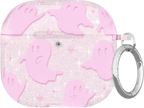 Vista 35 de VELVET CAVIAR Funda compatible con AirPods 4 con llavero, bonitas fundas protectoras duras de 4ª generación para mujer, diseño de lunares azules