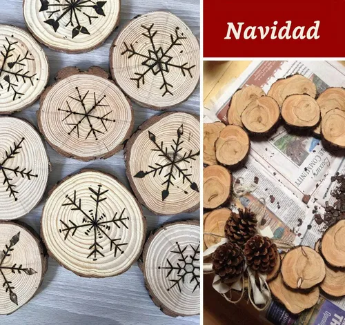 Vista 6 de Rebanadas de madera natural para centros de mesa, 8 centros de mesa de madera de 6 a 7 pulgadas para mesas, discos de madera redondos sin terminar