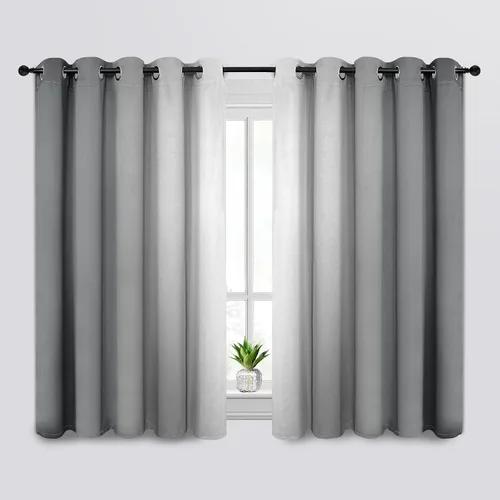 Vista 137 de SimpleHome Cortinas degradadas degradadas para oscurecer la habitación de 36 pulgadas de largo para dormitorio, con ojales y bloqueo de luz Negro