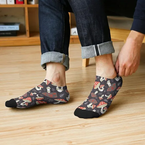 Vista 6 de devor Crew Socks Short for Men's Socks Short Socks Trendy Mushrooms Funny Mushrooms Magic Mushrooms Plant Forest Sock
