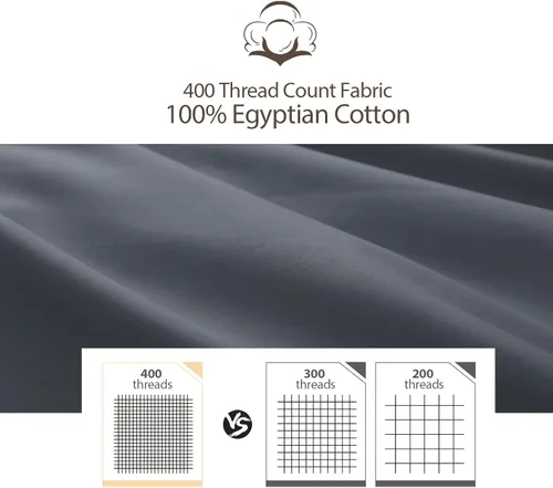Vista 46 de Juego de 2 fundas de almohada 100% de algodón egipcio, fundas de almohada refrescantes de 400 hilos, fundas de almohada suaves y transpirables