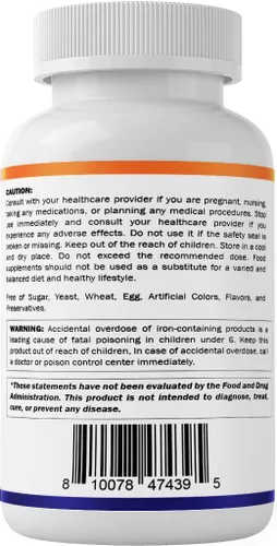 Vista 8 de Vitamatic Sulfato ferroso 325 mg con vitamina C 100 mg (65 mg de hierro elemental) – Suplemento de hierro de alta potencia – Sin