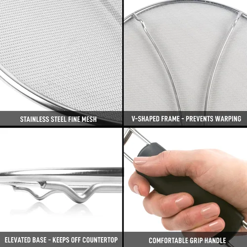 Vista 4 de Zulay Kitchen Pantalla contra salpicaduras para sartén (13 pulgadas), protector contra salpicaduras de grasa para sartén, protector contra