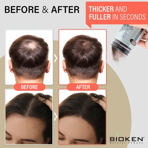 Vista 6 de Super Million Hair Fibras de construcción – 0.55 onzas de espesante para cabello fino, polvo natural, a prueba de sudor, oculta la pérdida en 10