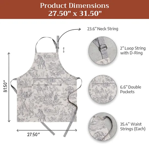 Vista 1008 de Maison d' Hermine Delantales para mujer con bolsillo, 100% algodón (27.50 x 31.50 pulgadas)