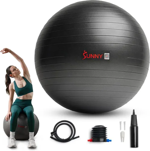 Vista 12 de Sunny Health & Fitness Pelota de ejercicio antiestallidos de alta calidad para fuerza central, yoga, pilates, barra, terapia física, equilibrio