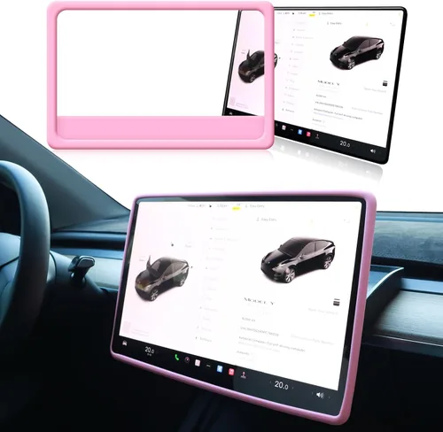 Vista 7 de Rislobx Protector de pantalla para Tesla Model 3/Y, accesorios con marco inferior ampliado, protección de pantalla de consola central de silicona