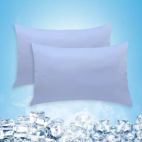 Vista 11 de Solo fundas de almohada refrescantes, juego de 2 fundas de almohada de tamaño Queen con doble cara para el frío, absorben la humedad, con cremallera