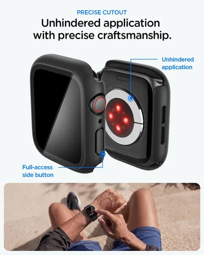 Vista 6 de Spigen Funda impermeable para Apple Watch, ajuste delgado 360 con protector de pantalla de vidrio templado sensible al tacto integrado compatible