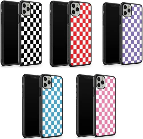 Vista 3 de Funda de teléfono de tablero de ajedrez compatible con iPhone 13, 1, diseño de cuadrícula de tartán, damier