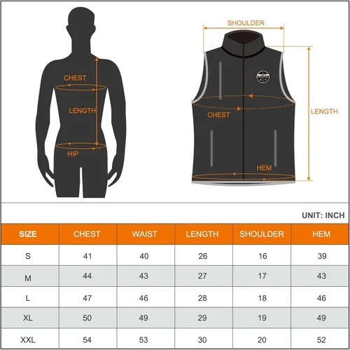 Vista 6 de JYK Men's Polar Fleece Heated Vest with 10000mAh 7.4V2A Battery Pack, 6 Heating Zones