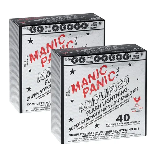 Vista 9 de MANIC PANIC Flash Lightning - Kit de Decoloración Súper Fuerte - Revelador de 40 Volúmenes + Polvo Decolorante - Aclarador de Cabello para Cabello