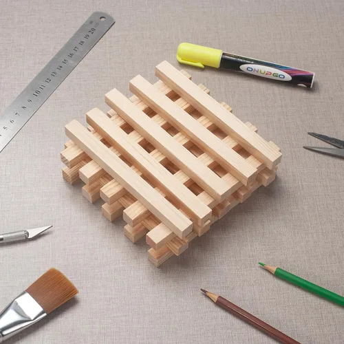 Vista 2 de Tacos de madera para manualidades de 1/2 x 6 pulgadas, 20 varillas cuadradas de madera, palos de madera sin terminar, pequeñas tiras de madera