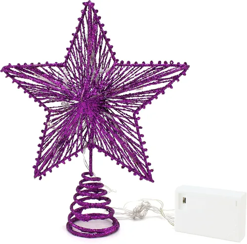 Vista 10 de CVHOMEDECO. Estrella Negra para la Copa del Árbol con Luces LED Blanco Cálido y Temporizador para Adornos de Remate de Árbol de Navidad y Decoración