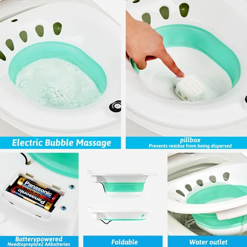 Vista 5 de Bañera de asiento para inodoro, baño eléctrico para hemorroides, hombres y mujeres Cuidado posparto, baño portátil para asiento de inodoro
