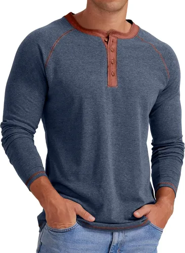 Vista 2 de Sailwind Camiseta de manga larga y corta para hombre Henley de algodón casual
