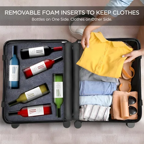 Vista 8 de boldworks Maleta de Vino para Aviones 12 Botellas de Equipaje de Vino para Viajes en Avión con Cerradura Aprobada por TSA y Inserto Removible