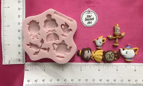 Vista 2 de BEAUTY & THE BEAST BELLE & FRIENDS (Medidas Segunda imagen/NO DEVOLUCIONES)) Molde de silicona por Oh! Sweet Art