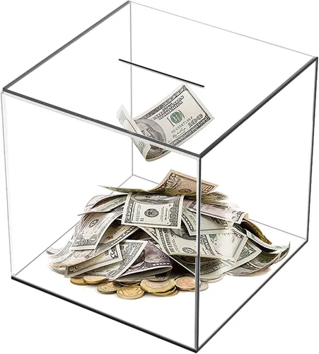 Vista 8 de Alcancía transparente para adultos y niños, caja de ahorro de dinero de acrílico, alcancía no se puede abrir para adultos, tarro de propina