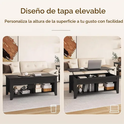 Vista 4 de Yaheetech Mesa auxiliar elevable de 39.5 pulgadas con estante