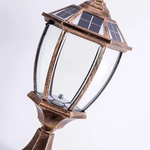 Vista 7 de Luces de poste al aire libre, luz solar de pilar para jardín, jardín, villa, lámpara de pilar de pared al aire libre, impermeable, luz de valla