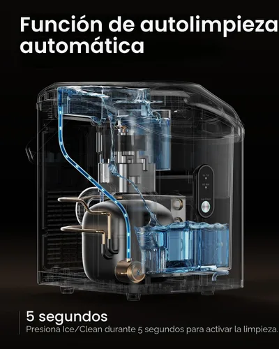 Vista 3 de VIVIDMOO Nugget - Máquina de hielo para encimera, 34 libras/día, máquina de hielo portátil de guijarros sónicos con autolimpieza, hielo rápido en 6