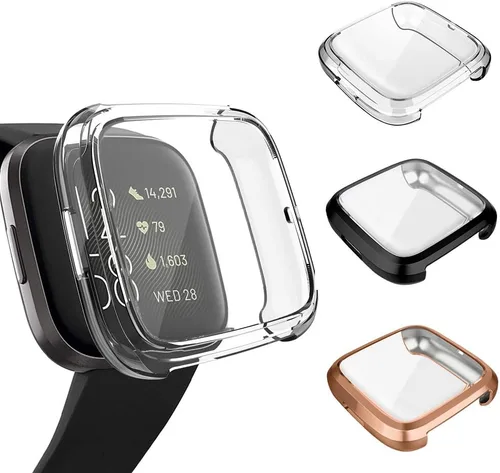 Vista 13 de Paquete de 3 protectores de pantalla compatibles con Fitbit Versa 2, GHIJKL, ultrafino, suave, TPU, funda protectora completa contra golpes
