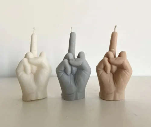 Vista 7 de Middle Finger Candle, Homemade soy candle, Hand Fuck Candle, Teen Room Decor Candle, Funny Aeshetic Candle, Hippie Candle (White, COCONUT)