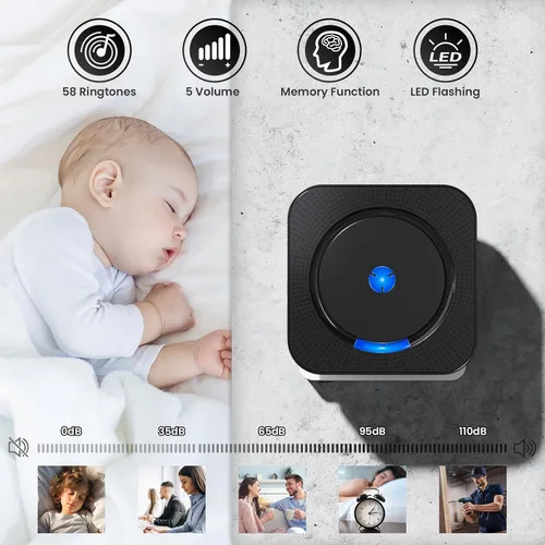 Vista 3 de Extensor de timbre inalámbrico con timbre de video, compatible con timbre de video Blink, fácil instalación, alarma fuerte