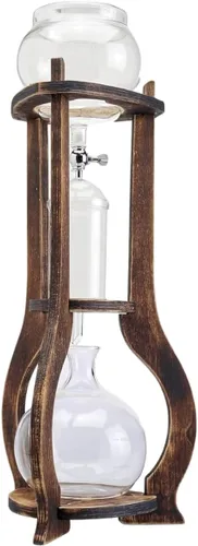 Vista 9 de Nispira Cafetera de Torre de Goteo para Café Frío Cold Brew, Cafetera Manual Cold Brew de 6 a 8 tazas con Válvula Ajustable, Marco de Madera