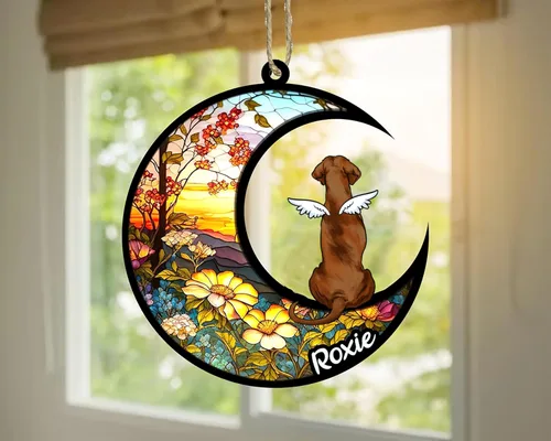 Vista 457 de LOVELYPOD Adorno de Navidad personalizado para perro Basset Hound (marrón) Basset Hound (marrón) adorno para atrapasoles de perro, razas de perros
