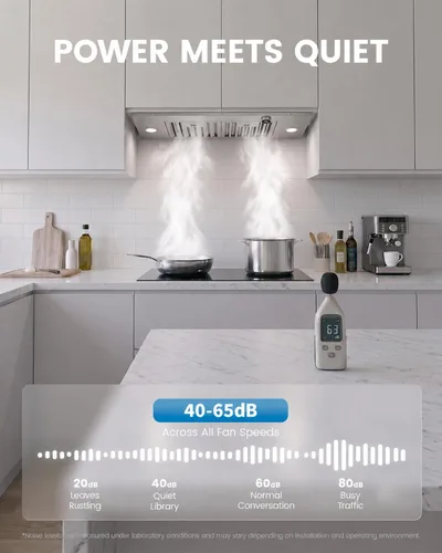 Vista 4 de JOCO Inserto de campana extractora de 30 pulgadas, campana de ventilación de cocina integrada de acero inoxidable de 900 CFM, convertible