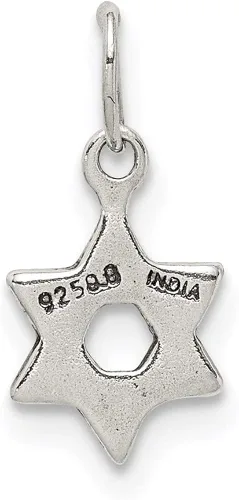 Vista 4 de Abalorio de plata de ley pequeña con estrella de David de 0394in 0276in estilo QC5914
