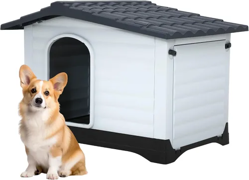 Vista 12 de FDW Casa para Perros Interior Exterior Durable Ventilada Impermeable para Mascotas de Plástico para Perros Pequeños Medianos y Grandes Refugio