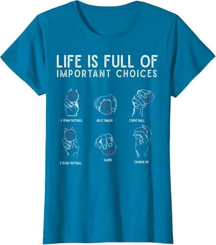 Vista 92 de Tipos de béisbol Pitches Life Choices Jugador Camiseta