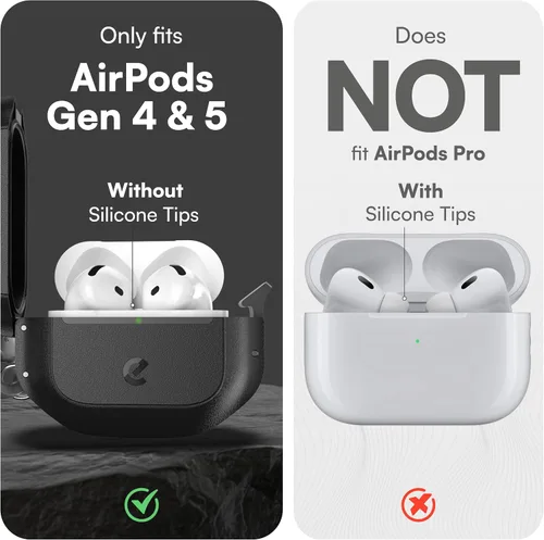Vista 2 de KeyBudz - Carcasa para AirPods 4 y AirPods 5 impermeable IP68, color negro Negro carbón