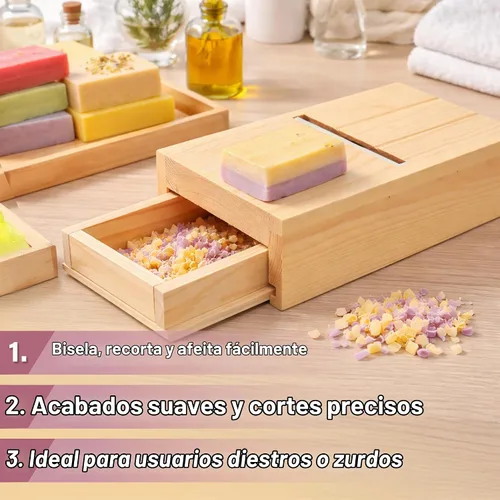 Vista 4 de Mandala Crafts Herramienta de afeitado de madera con cajón, cortador de bordes de jabón hecho a mano y afeitadora de velas para proyectos