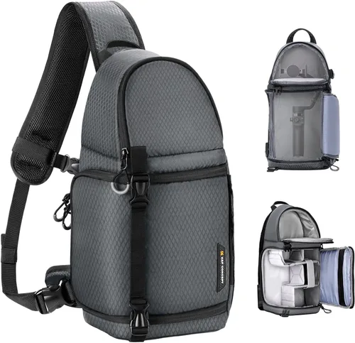 Vista 9 de K&F CONCEPT Bolsa bandolera para cámara, mochila de hombro para cámara DSLR/SLR/SLR/sin espejo, compatible con Canon/Nikon/Sony/Fuji/Gopro/DJI