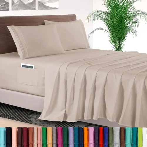 Vista 22 de Elegant Comfort - Juego de sábanas de lujo de 4 piezas - Ropa de cama de lujo de 1500 hilos, calidad de hotel prémium, microfibra, resistente a