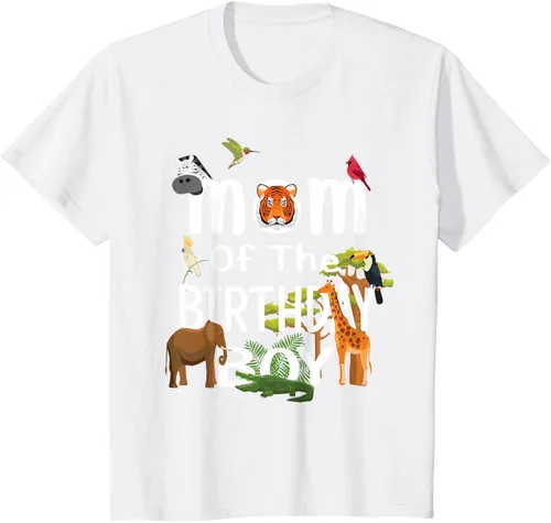 Vista 30 de Camiseta de fiesta de animales con temática de zoológico para niño de cumpleaños, Negro