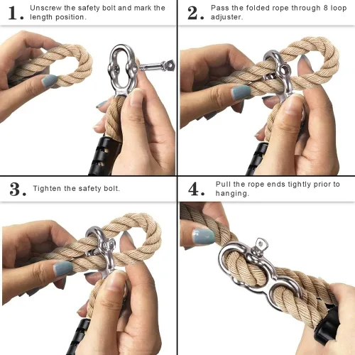 Vista 2 de SELEWARE Kit Colgante de Correas y Cuerdas para Hamaca Columpio de Árbol, Cuerda Ajustable Rápida y Fácil de Colgar Hamaca Silla Columpio