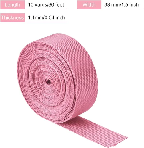 Vista 2 de MECCANIXITY Correa de nylon plana 1,5 pulgadas 10 yardas rosa para mochila, portaequipajes