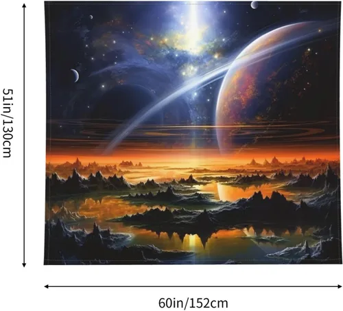 Vista 2 de VTCTOASY Tapiz de pintura de paisaje de universo, tapices para colgar en la pared para dormitorio, decoración del hogar, tapices estéticos