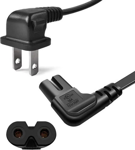 Vista 9 de Cable de alimentación de repuesto para TV, ángulo recto, 90 grados, 2 puntas, 3 pies, en forma de L, figura 8, C8, cable de alimentación