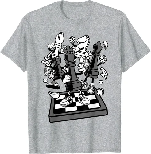 Vista 50 de Figura cómica Camiseta de tablero de ajedrez jugador de ajedrez Azul Marino