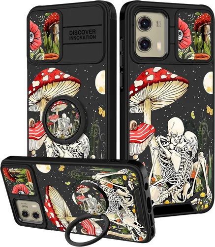 Vista 35 de Funermei Funda para Moto G Stylus 5G 2022, funda para teléfono con diseño de calavera de esqueleto para mujeres y niñas, diseño gótico, Como