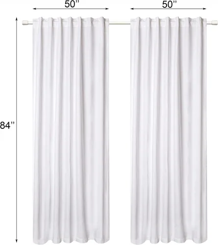 Vista 2 de Hausattire Cortinas de algodón de 50 x 84 pulgadas, juego de 2 paneles de cortina para ventana, pestaña inversa superior y pestaña trasera, cortinas